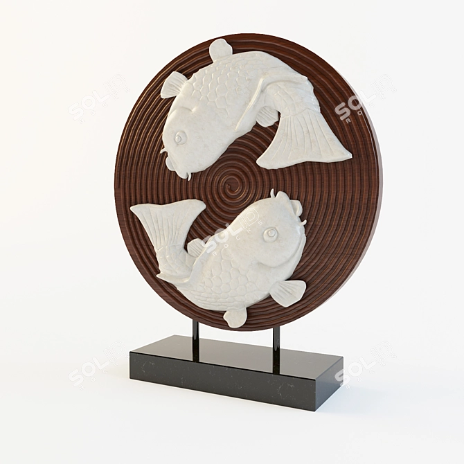 Stone Fish Sculpture  3D model image 1