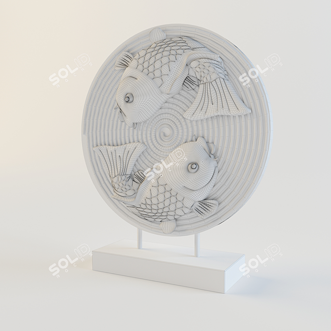 Stone Fish Sculpture  3D model image 2