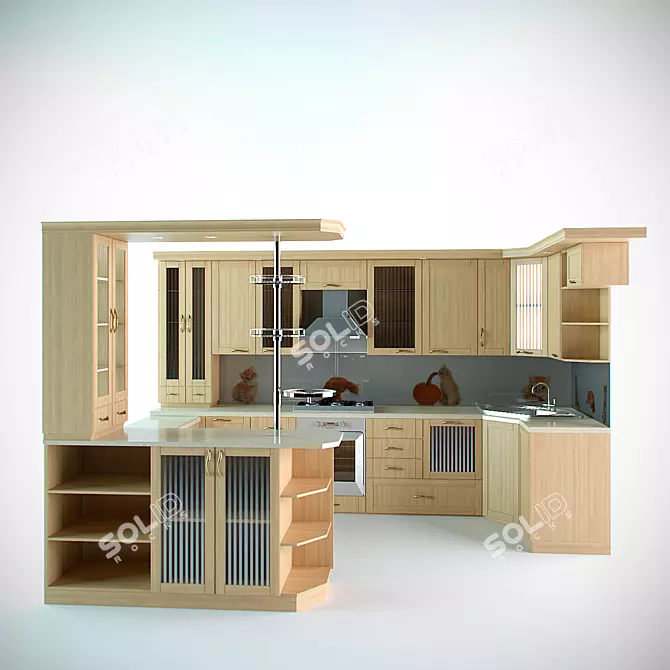 Elegant Classic Kitchen 3D model image 1
