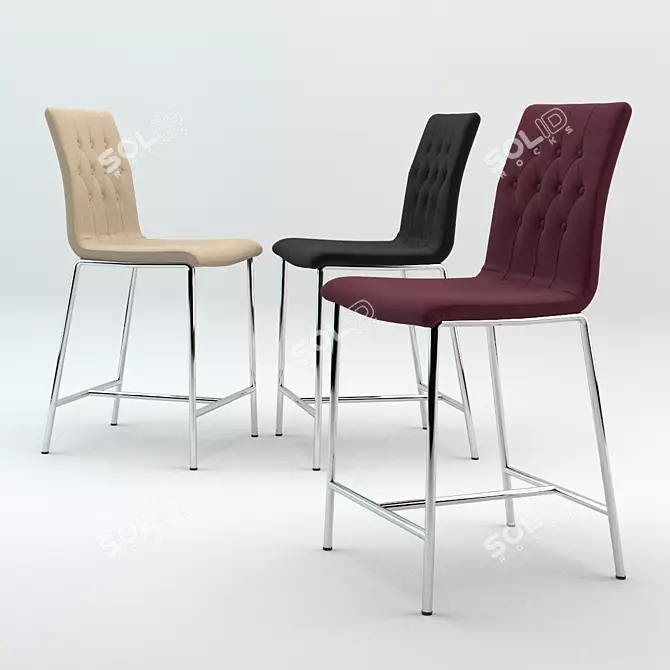 Modern Fabric Bar Chair with 3 Presets 3D model image 1