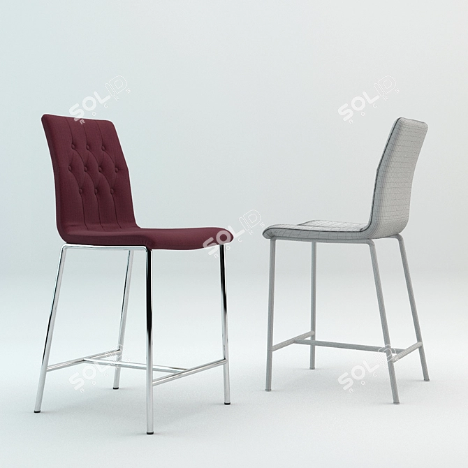 Modern Fabric Bar Chair with 3 Presets 3D model image 2