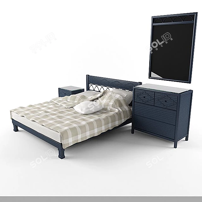 Elegant Woven Mova Bedroom 3D model image 3