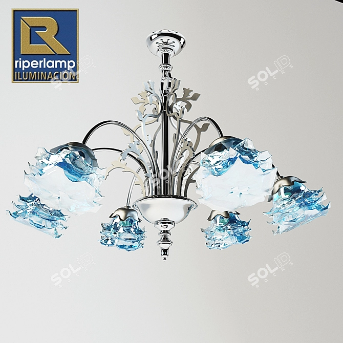 Elegant Silver Chandelier 3D model image 1