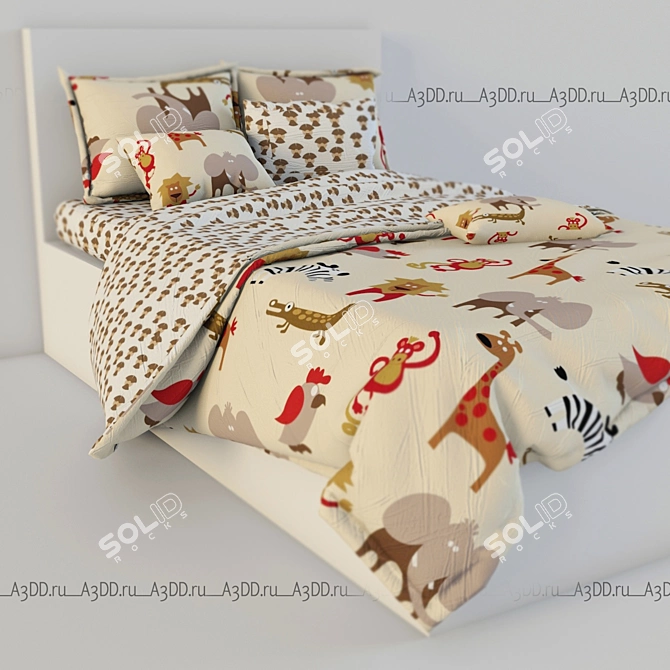 Playful Kids Bed Set 3D model image 1