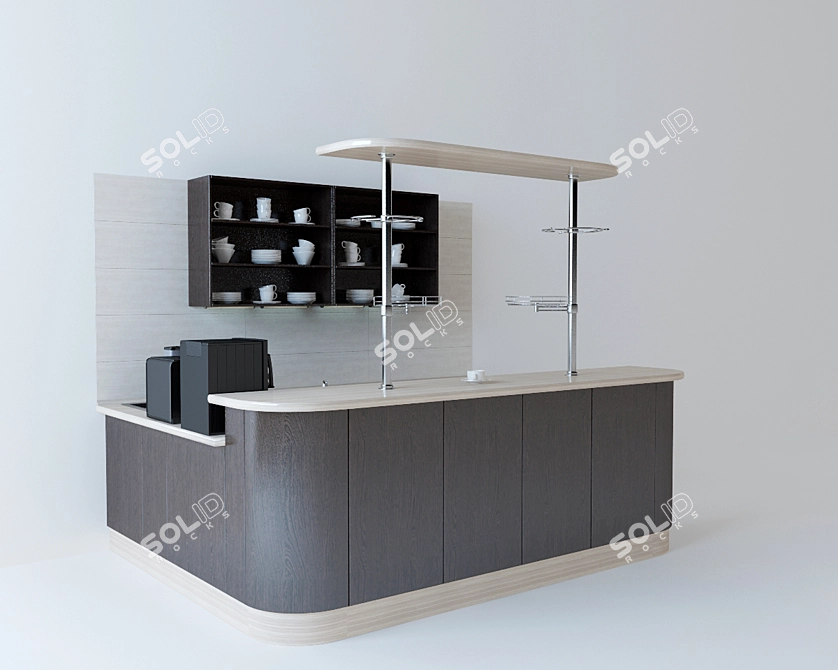 Sleek Kitchen Bar Counter 3D model image 2