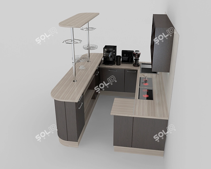 Sleek Kitchen Bar Counter 3D model image 3