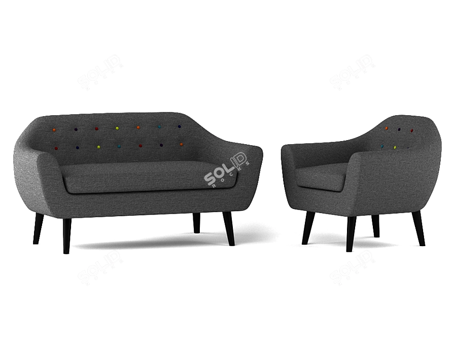 Elegant Ritchie Armchair and Sofa 3D model image 1