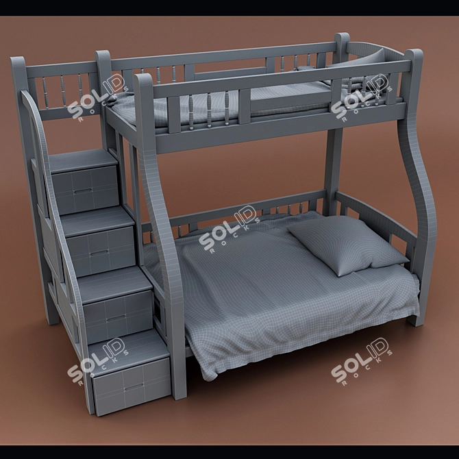 TurboSmooth Bunk Cot: Stylish Children's Bed 3D model image 2