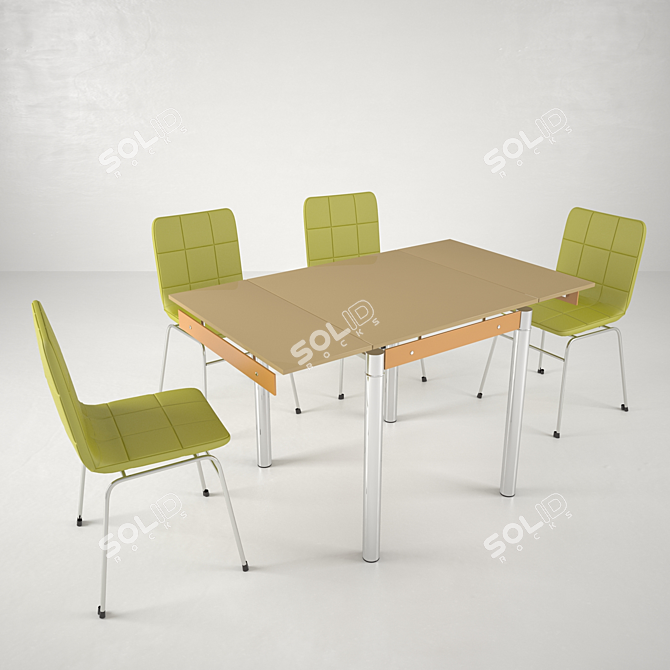 Versatile Foldable Dining Set 3D model image 1