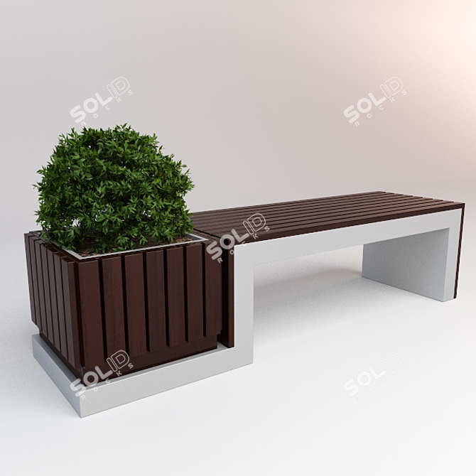 Rustic Bush Bench 3D model image 1