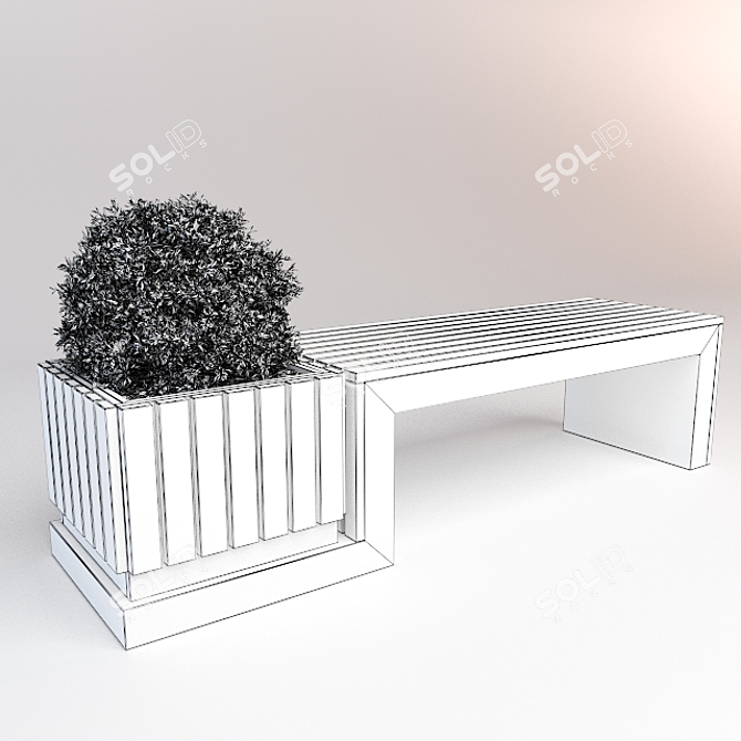 Rustic Bush Bench 3D model image 2