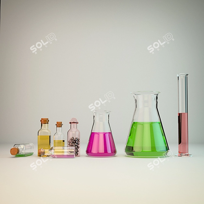 Versatile Glass Lab Flasks 3D model image 1