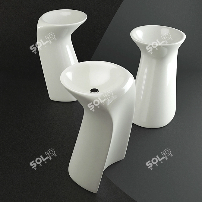 Sleek Melana Monoblock Sink 3D model image 1