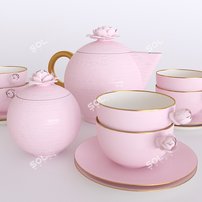 Porcellane Villari Tea set 3D model image 2