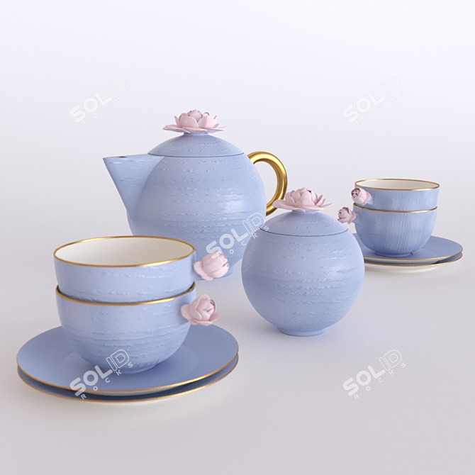 Porcellane Villari Tea set 3D model image 3