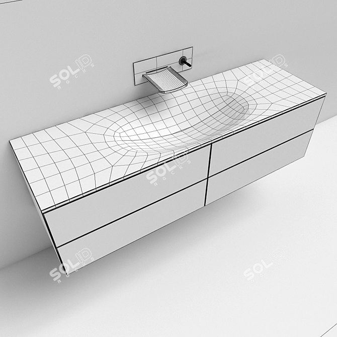 Elegant Burgbad Sink with Bandini Arya Mixer 3D model image 3