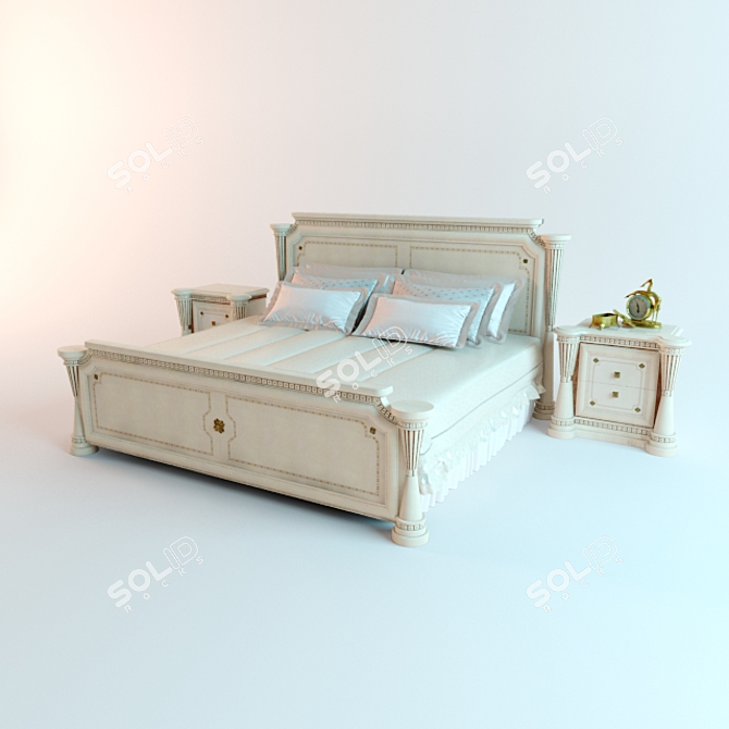 Dream Set: Bed & Side Table 3D model image 1