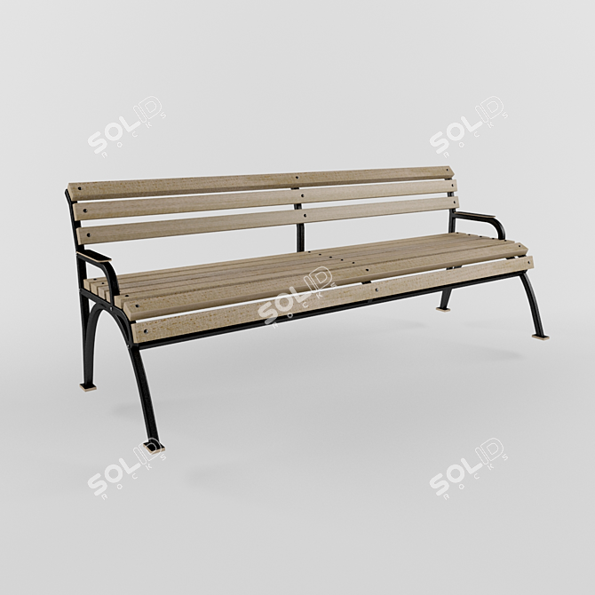 Classic Steel Bench - 1800 x 650 3D model image 1
