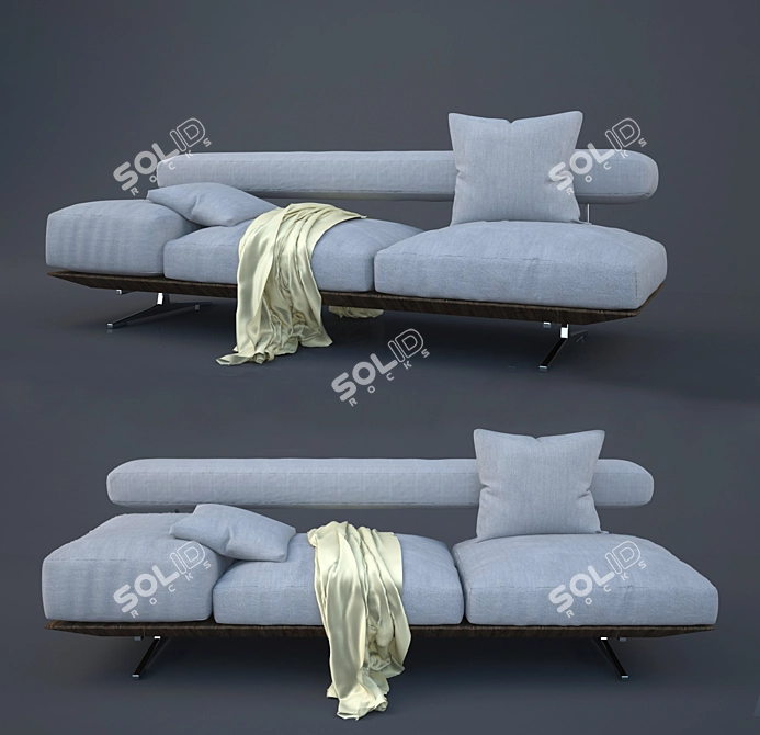 Luxurious Wing Sofa: Modern Elegance 3D model image 1