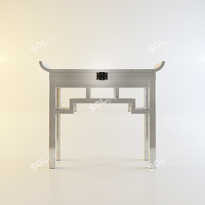 Asian Style Mango Wood Console 3D model image 1