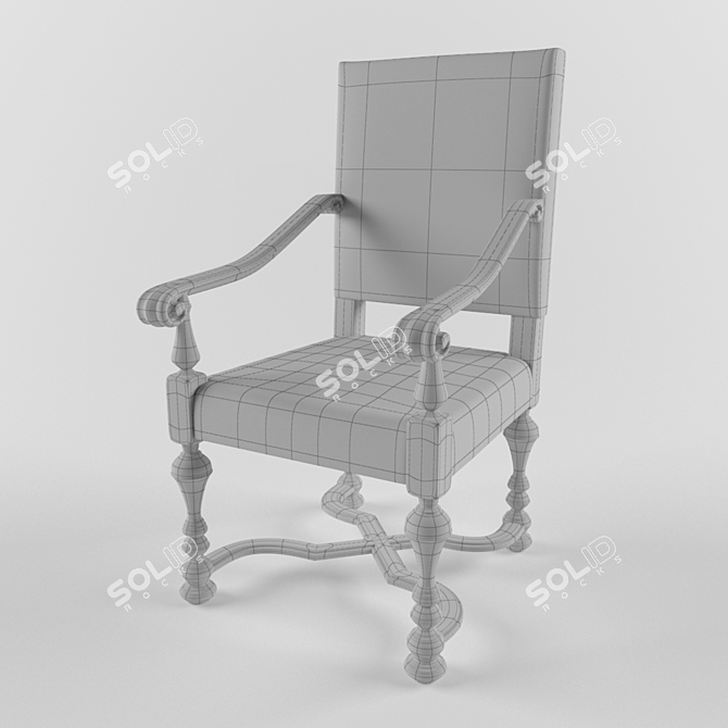 Elegant Vintage Silver Chair 3D model image 2