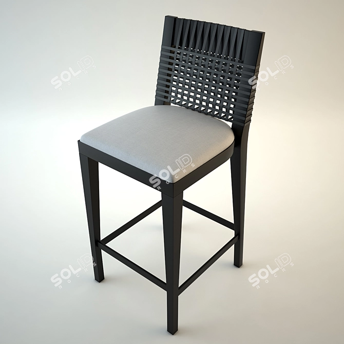 Rustic Leather bar stool 3D model image 1