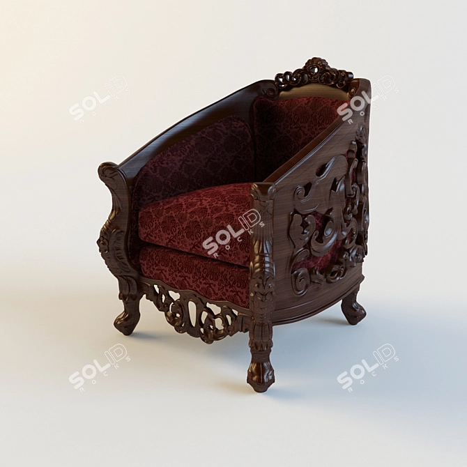 Wooden Accent Armchair 3D model image 1
