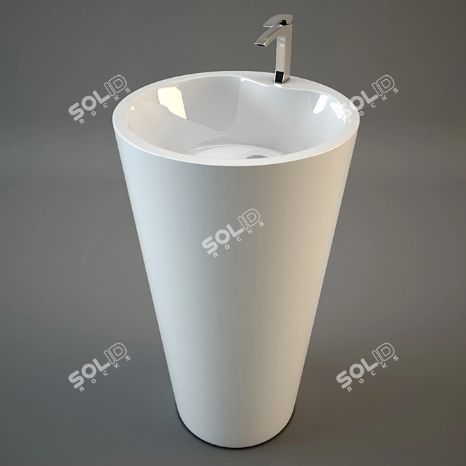 Modern White Sink 3D model image 1