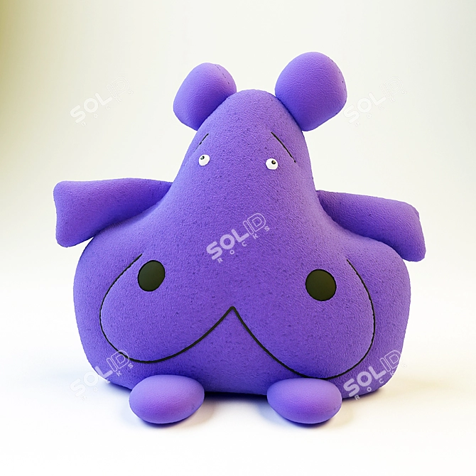 Adorable Hippo Plush Toy 3D model image 1