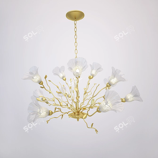 Floral Blossom Horn Chandelier 3D model image 1