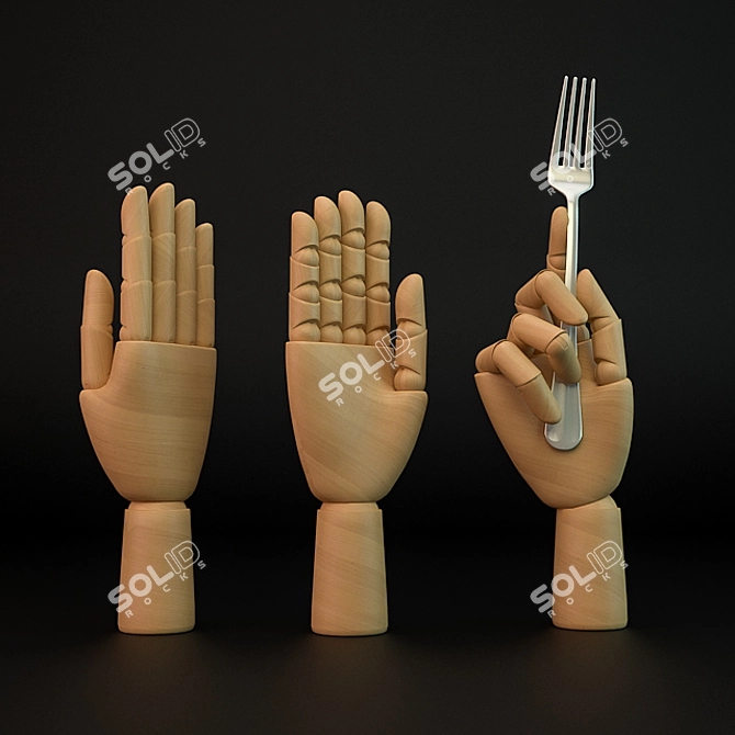 Versatile Wooden Hand Model 3D model image 1