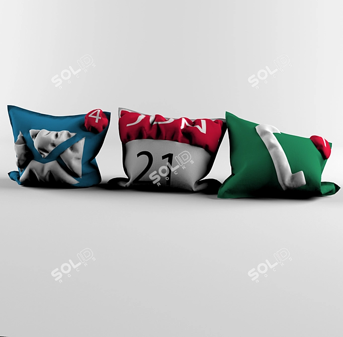 Designer Geometric Pillows 3D model image 1