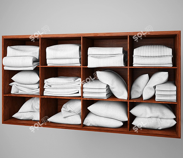 Cozy Shelf: Pillows & Blankets 3D model image 1