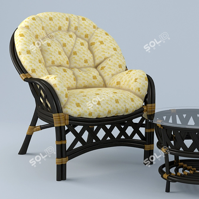 Elegant Rattan Churchill Set 3D model image 3