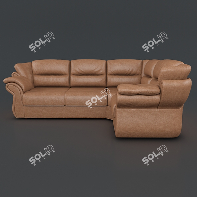 Title: Handcrafted Leather Sofa 3D model image 3