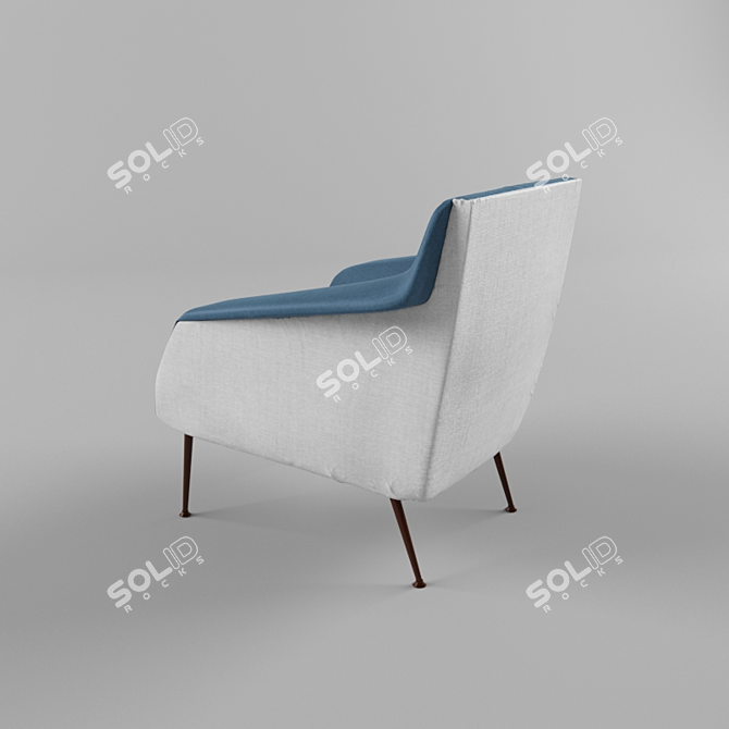 Elegant Mid-Century Lounge Chair 3D model image 2