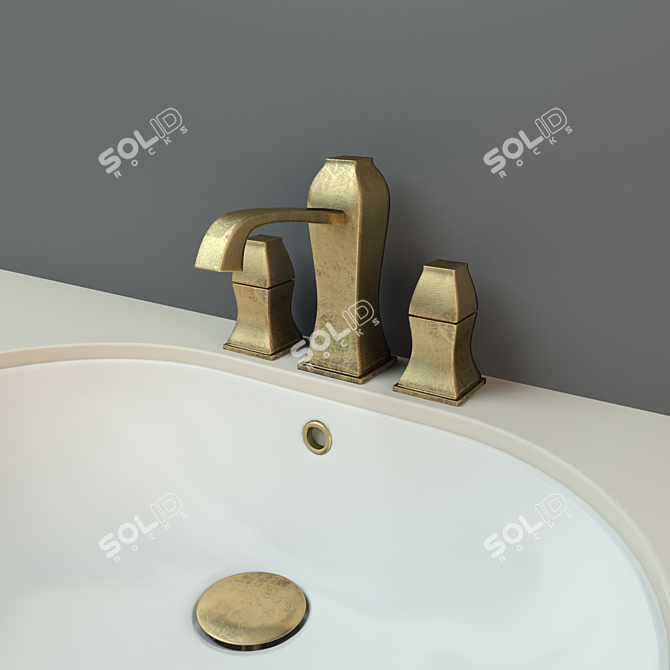 Elegant Noken Dune Sink & Faucet 3D model image 1