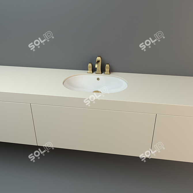 Elegant Noken Dune Sink & Faucet 3D model image 2