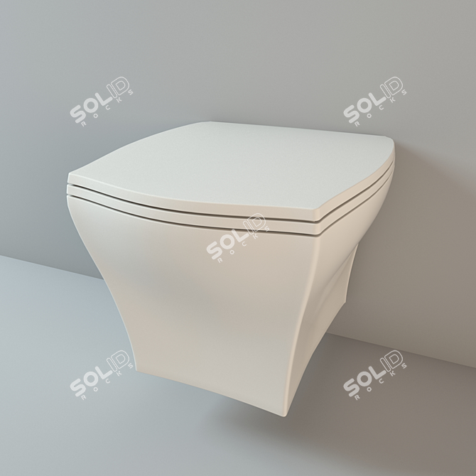 Sleek Hanging Toilet with Micro-Lift 3D model image 1