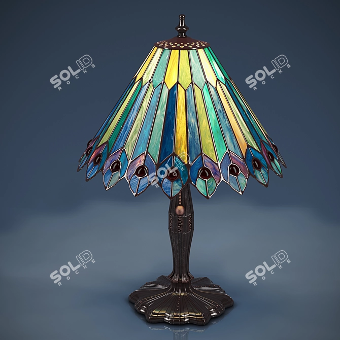 Jeweled Peacock Tiffany Lamp 3D model image 1