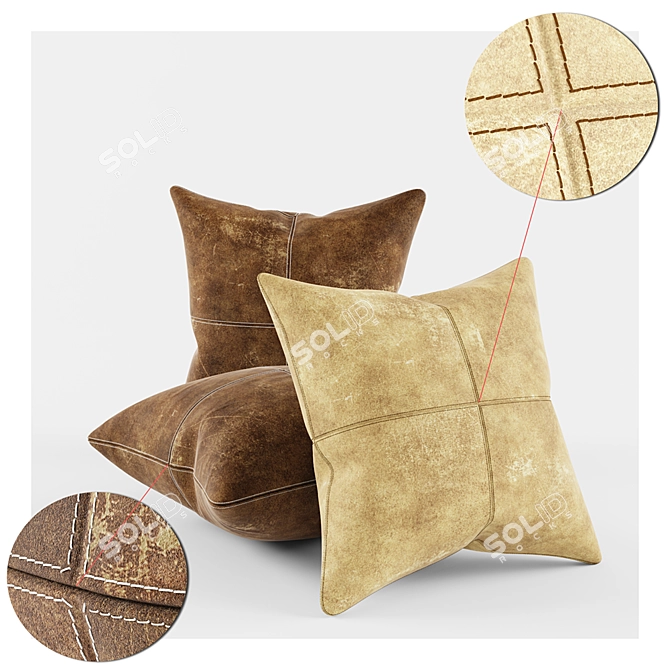 Luxury Leather Cushions 3D model image 1