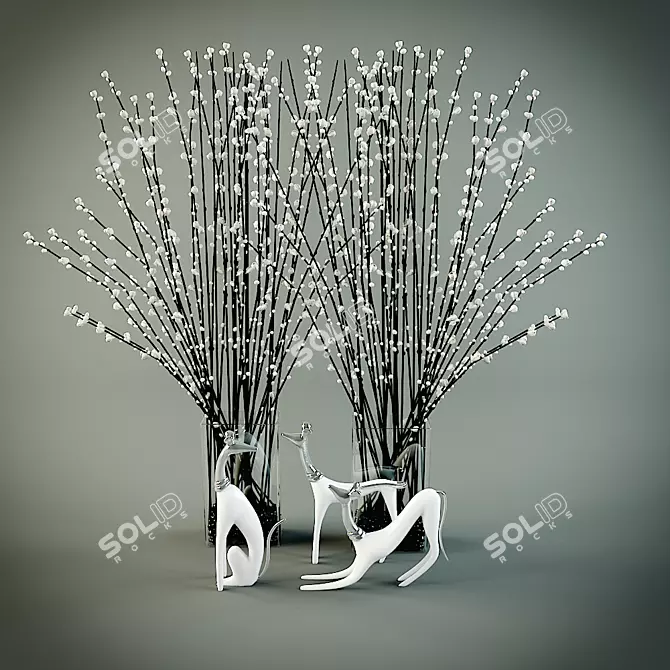 Rustic Vase with Twig Dogs 3D model image 1