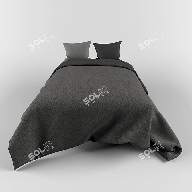 Luxury Bedding Set with 2 Unique Pillows 3D model image 1