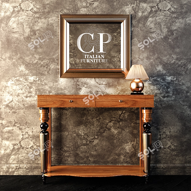 Art Deco Console and Mirror Set 3D model image 1