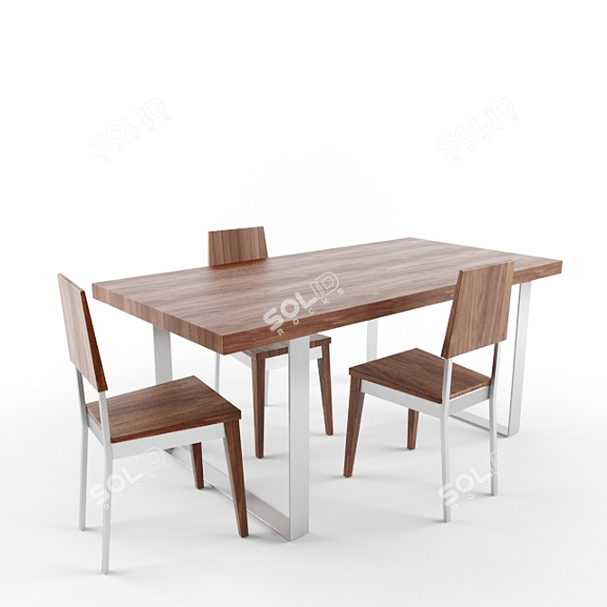 Elegant Modern Dining Set 3D model image 1