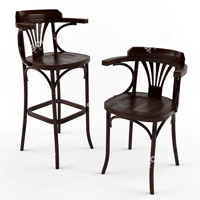 Modern Leather Bar Stool 3D model image 1