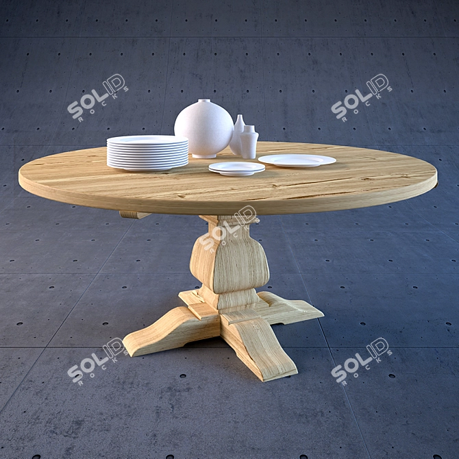 NatureDesign Round Dining Table 3D model image 1