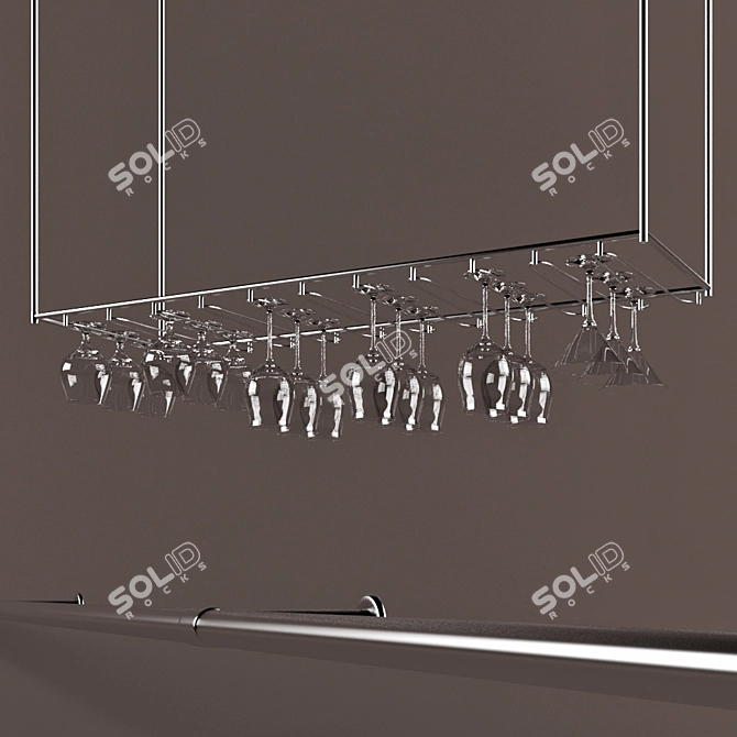 Rectangular Glass Holder & Bar Handrail 3D model image 1