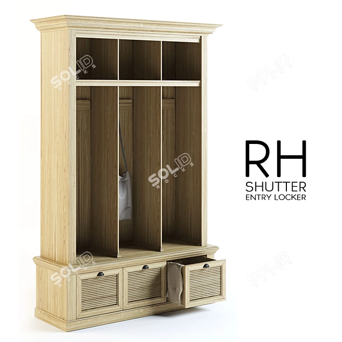 RH Shutter Locker+: Spacious and Secure Entry Storage 3D model image 1