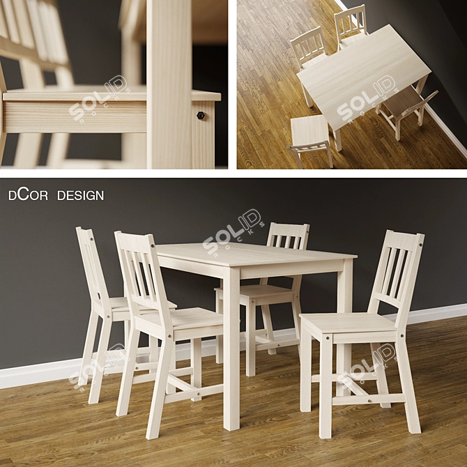 dCor design 5-piece Dining Set - Stylish and Functional 3D model image 1